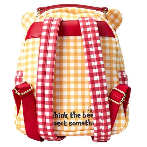 NEW Winnie The Pooh Loungefly Backpack Purse Gingham Bee Honey - Picture 4 of 6